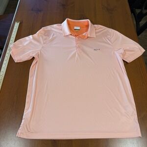 Greg Norman PLAY DRY Men's L/G‎ Peach/aSalmon Polo Shirt Golf Shark Logo